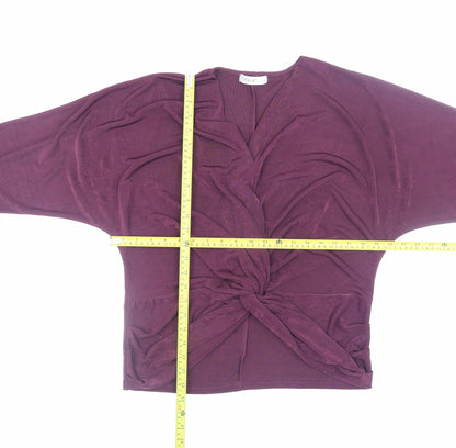 Gallery Womens Plum Purple Wrap Jersey Blouse Size L Long Sleeve