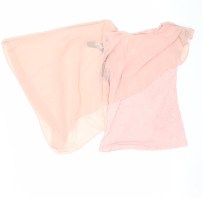 HEY HEY Women's Pink Asymmetrical Chiffon Blouse Size S