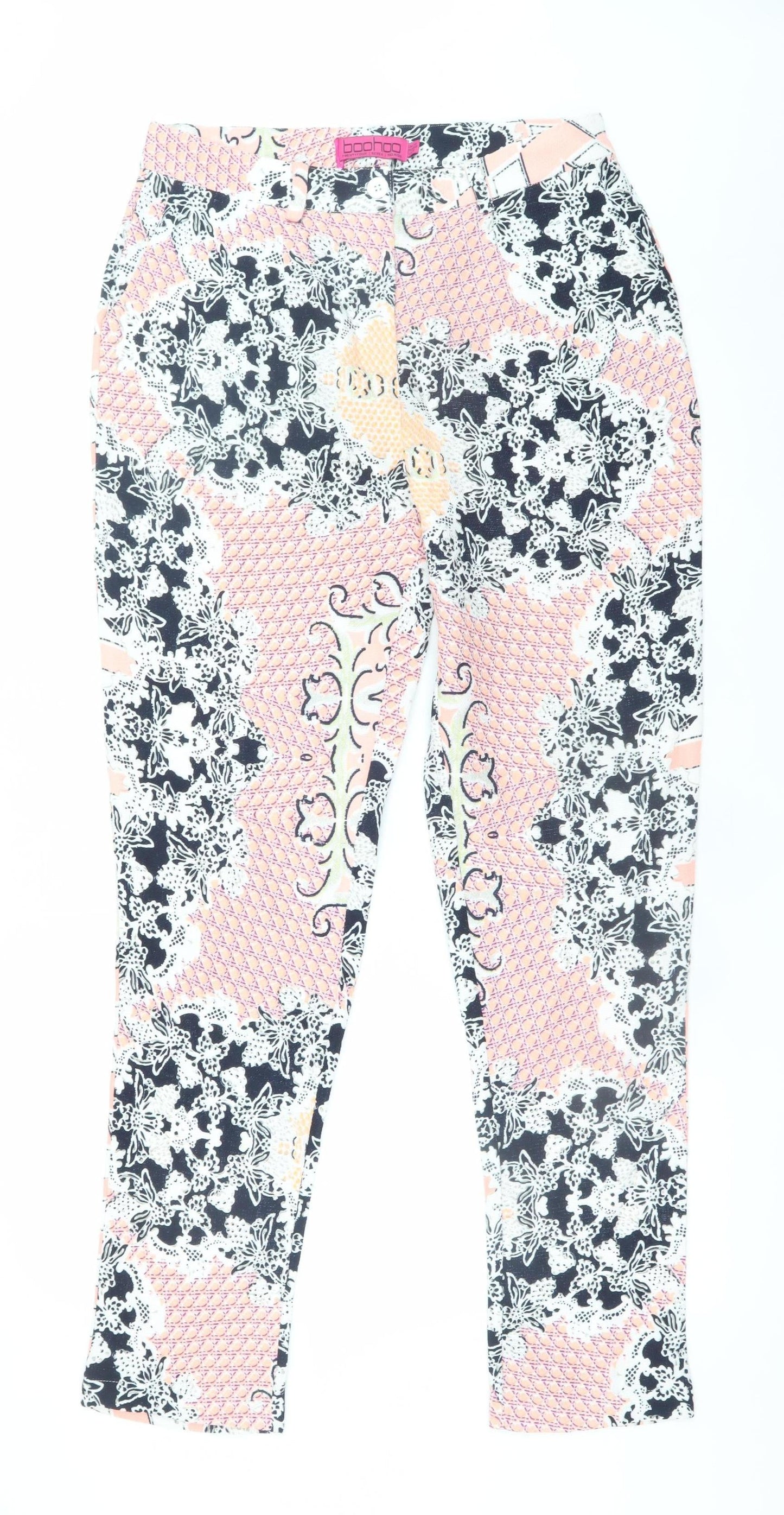 Womens UK Size 12 Boohoo Regular Fit CasualParty/Cocktail Multicoloured Trousers