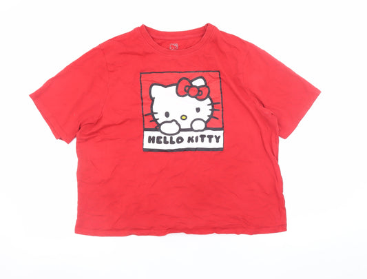 Girls UK Size 12-14 Years Sanrio Red Basic T-Shirt