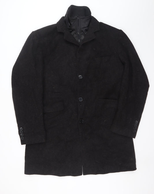 Pearlwood Men's Black Wool Overcoat 4XL Classic Smart Long Jacket