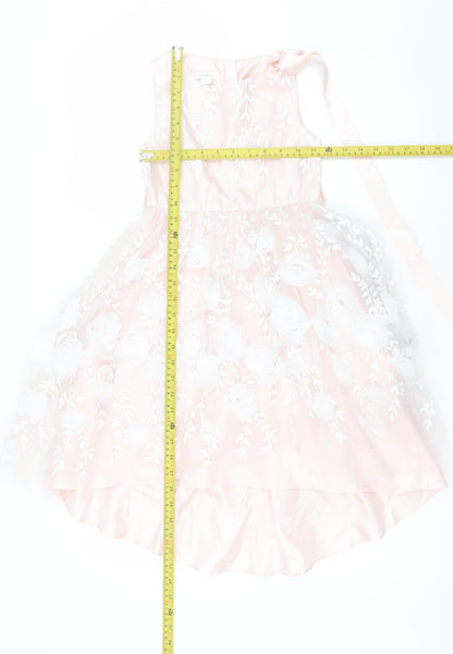Monsoon Girls Pink Floral Embroidered A-Line Party Dress 8 Years
