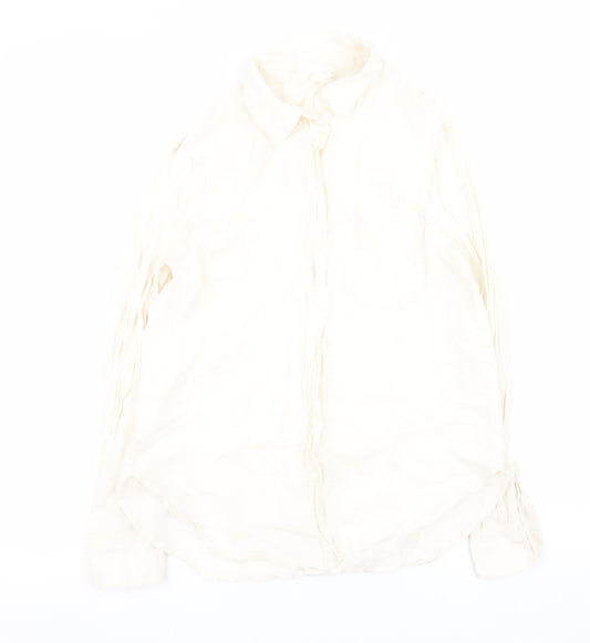 Womens UK Size XS H&M Ivory Basic Button-Up