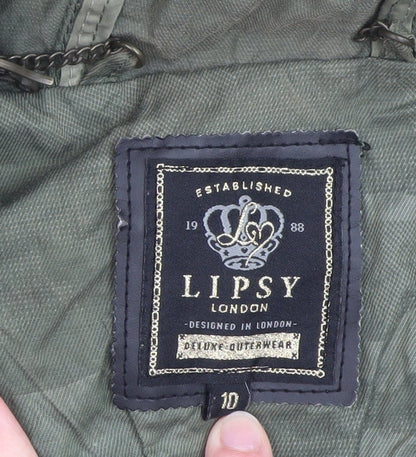 Womens UK Size 10 Lipsy Green Parka Coat