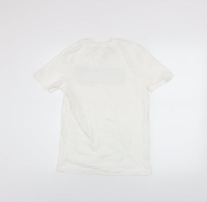 Adidas Boys White Camouflage Logo T-Shirt 11-12 Years Cotton Casual