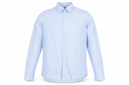 New Haven Men's Blue Check Long Sleeve Regular Fit Shirt 16.5