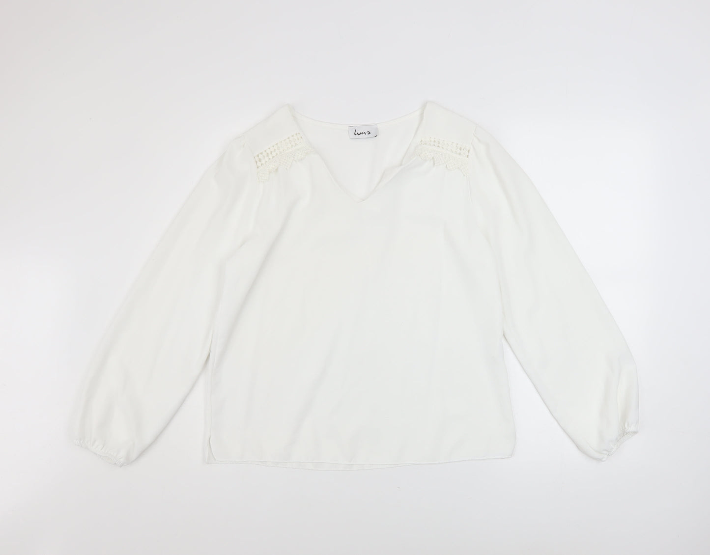 Womens UK Size M LUNA White Tunic Blouse