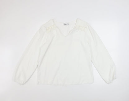 Womens UK Size M LUNA White Tunic Blouse