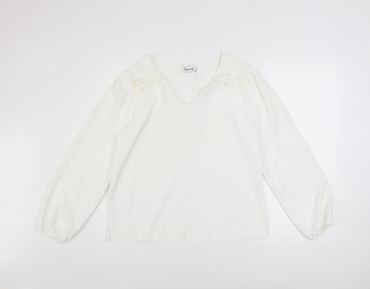 Womens UK Size M LUNA White Tunic Blouse