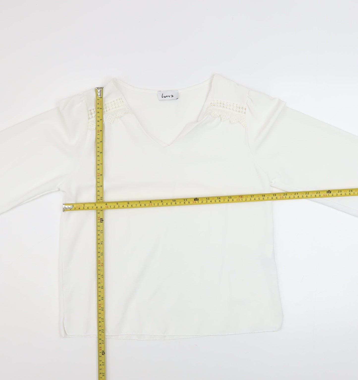 Womens UK Size M LUNA White Tunic Blouse