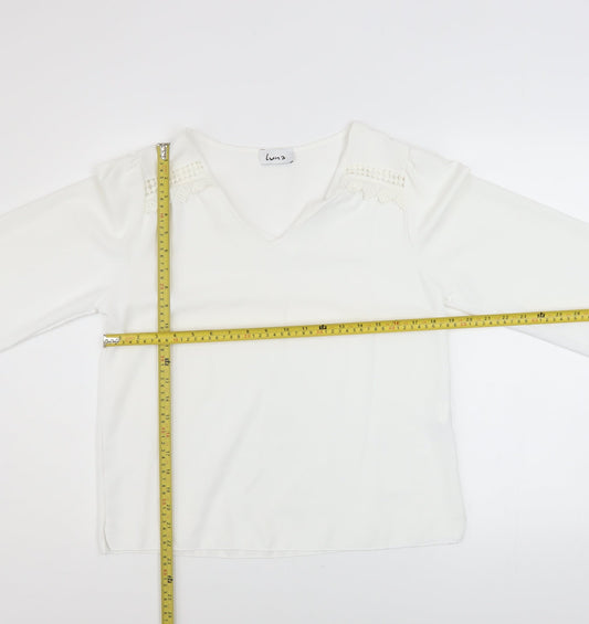 Womens UK Size M LUNA White Tunic Blouse