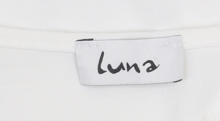 Womens UK Size M LUNA White Tunic Blouse