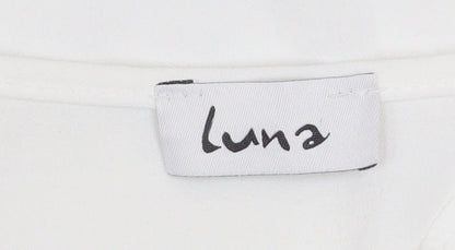 Womens UK Size M LUNA White Tunic Blouse