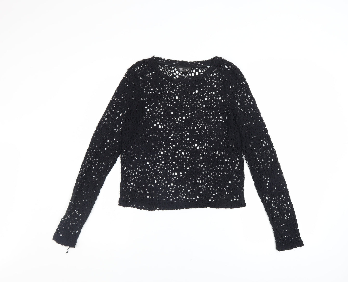 Womens UK Size 12 Topshop Black Cropped Blouse