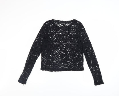 Womens UK Size 12 Topshop Black Cropped Blouse