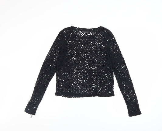 Womens UK Size 12 Topshop Black Cropped Blouse
