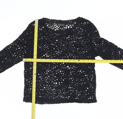 Womens UK Size 12 Topshop Black Cropped Blouse