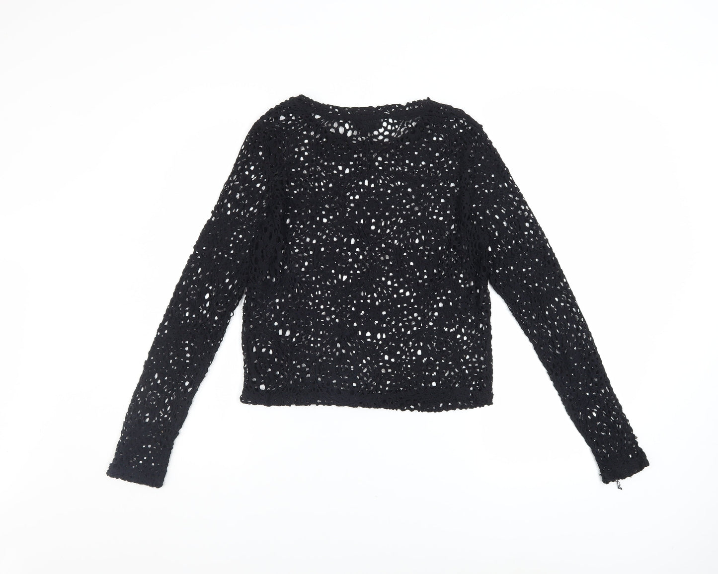 Womens UK Size 12 Topshop Black Cropped Blouse