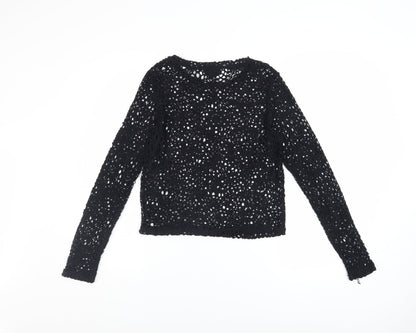 Womens UK Size 12 Topshop Black Cropped Blouse