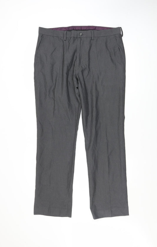 Mens UK Size 36L St. Bernard for Dunnes Stores Regular Fit Dress Pants Grey Trou