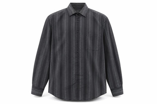 City Line Men's Black Striped Long Sleeve Button-Up Shirt L