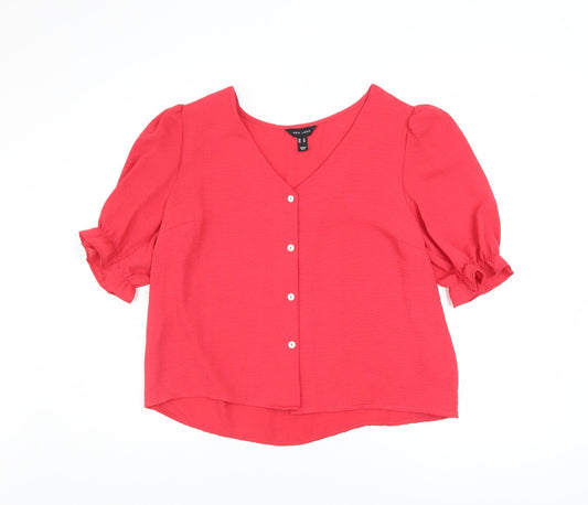 Womens UK Size 14 New Look Red Basic Blouse