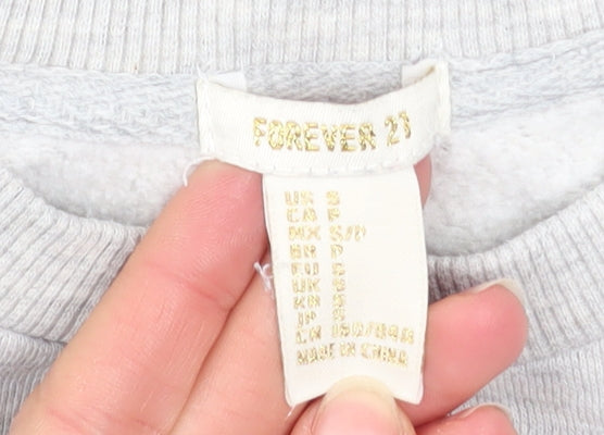 Womens UK Size S FOREVER 21 Grey Pullover Sweatshirt