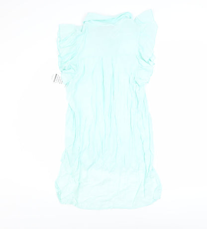 Rowen Avenue Women’s Aqua Blue Ruffle Tunic Blouse M