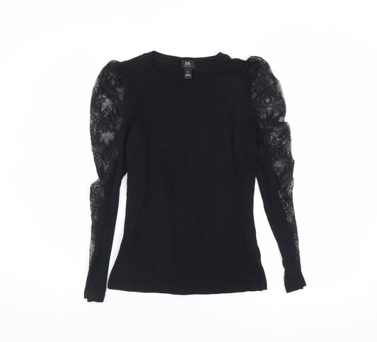 Womens UK Size 6 River Island Black Basic Blouse