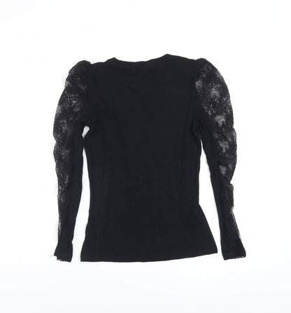 Womens UK Size 6 River Island Black Basic Blouse