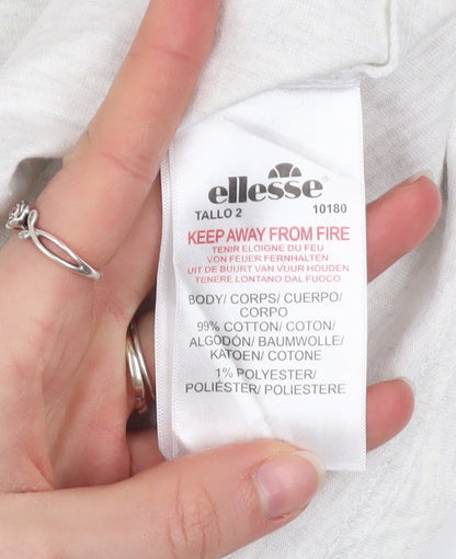 Womens UK Size 4 ellesse White Basic T-Shirt
