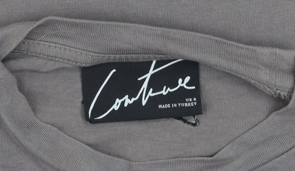 Womens UK Size 6 Couture Grey Basic T-Shirt