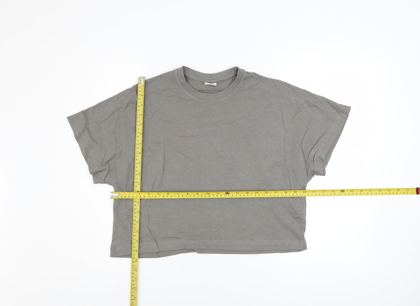 Girls UK Size 13-14 Years Zara Grey Cropped T-Shirt