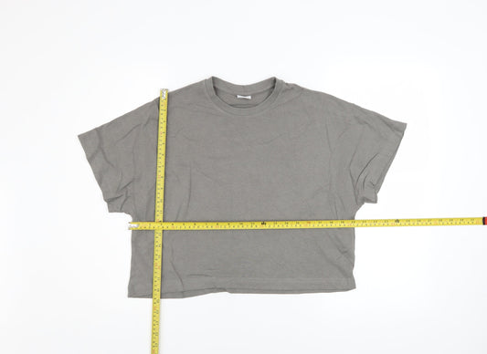 Girls UK Size 13-14 Years Zara Grey Cropped T-Shirt