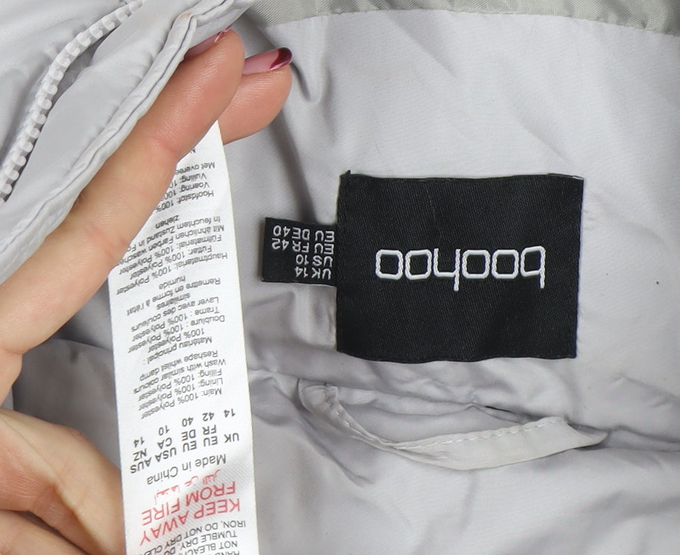 Womens UK Size 14 Boohoo Grey Puffer Jacket