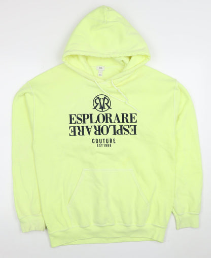 Mens UK Size S River Island Yellow Pullover Hoodie