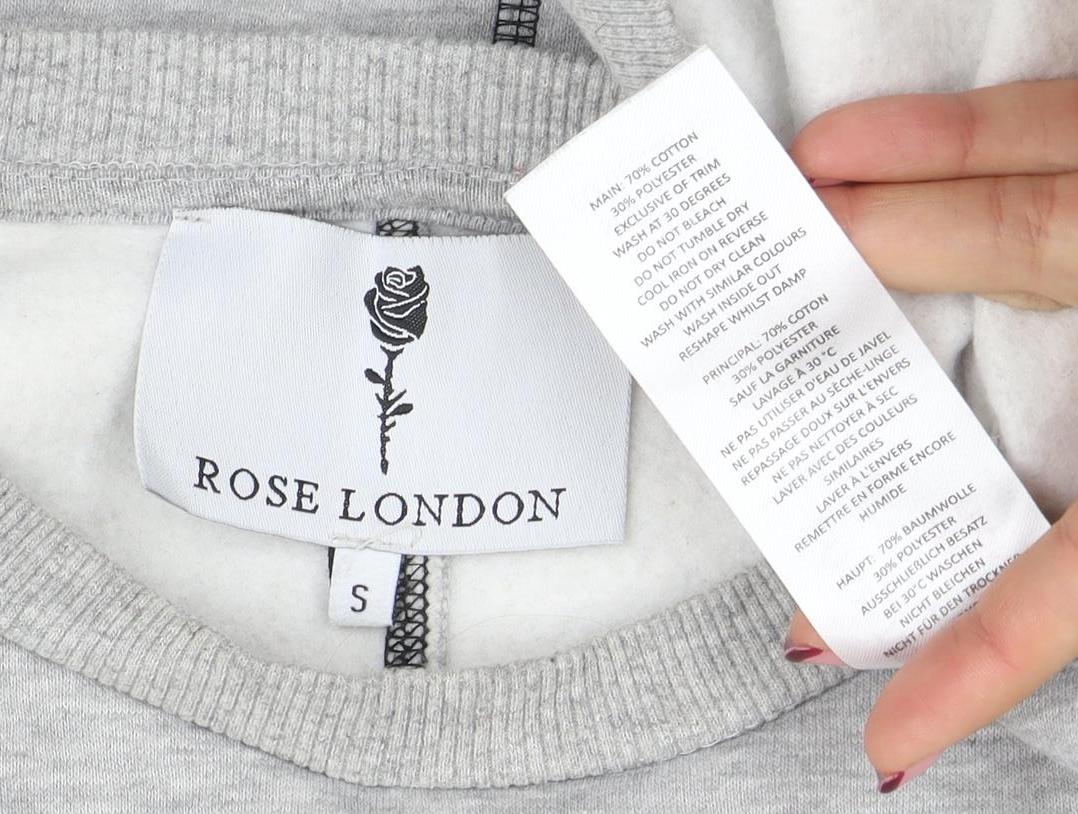 Mens UK Size S Rose London Grey Pullover Sweatshirt