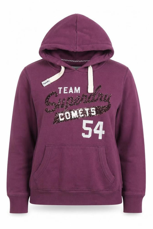 Womens UK Size L Superdry Purple Pullover Hoodie