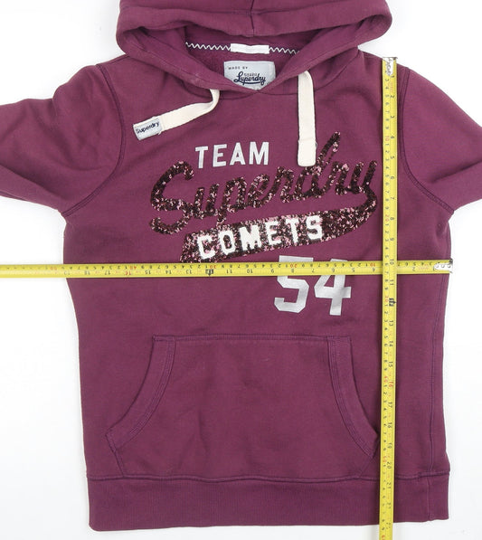 Womens UK Size L Superdry Purple Pullover Hoodie