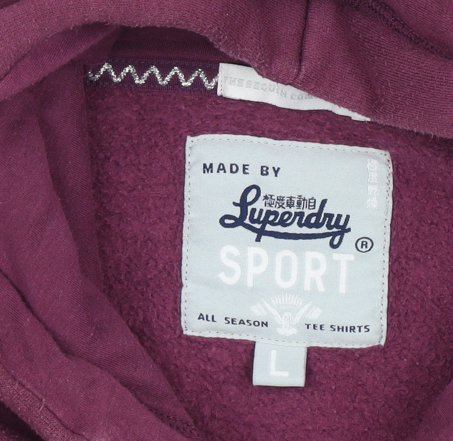 Womens UK Size L Superdry Purple Pullover Hoodie