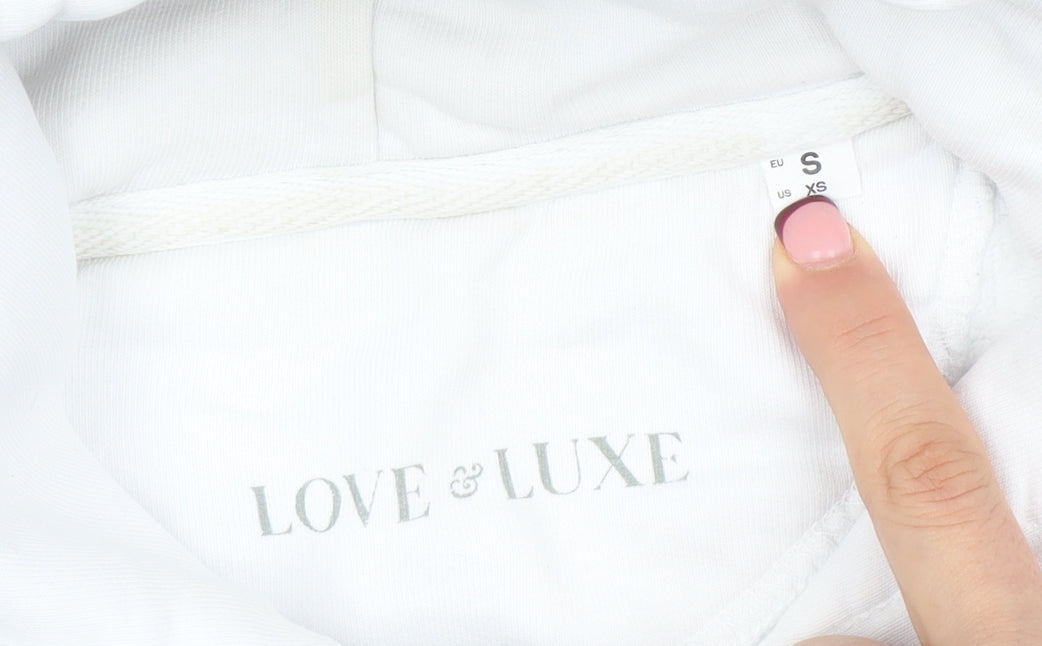 Womens UK Size XS Love & Luxe White Pullover Hoodie