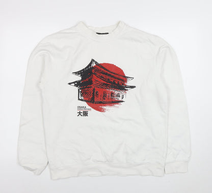 Mens UK Size M boohooMAN White Pullover Sweatshirt