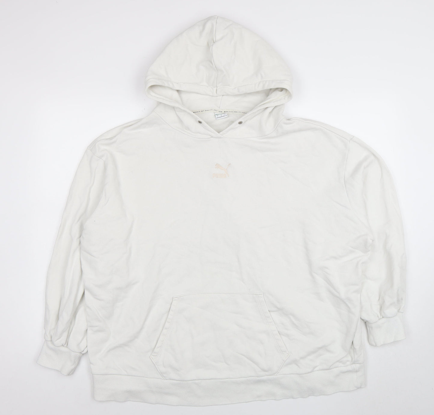 Womens UK Size L PUMA White Pullover Hoodie