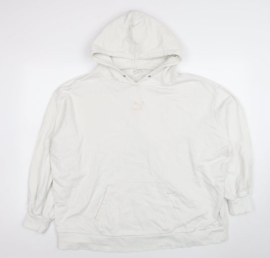 Womens UK Size L PUMA White Pullover Hoodie