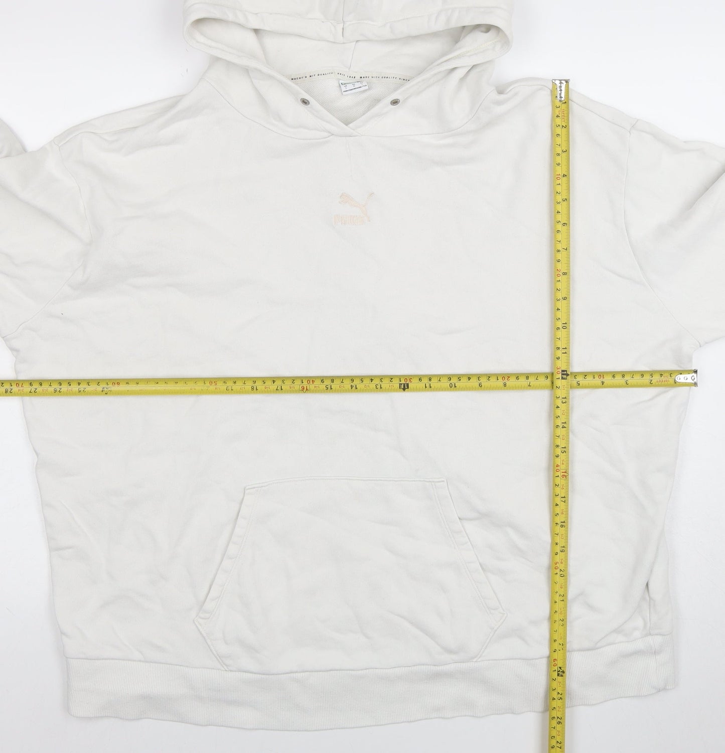 Womens UK Size L PUMA White Pullover Hoodie