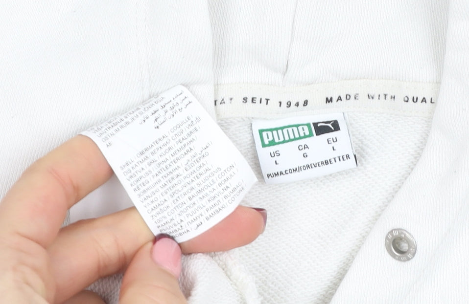Womens UK Size L PUMA White Pullover Hoodie