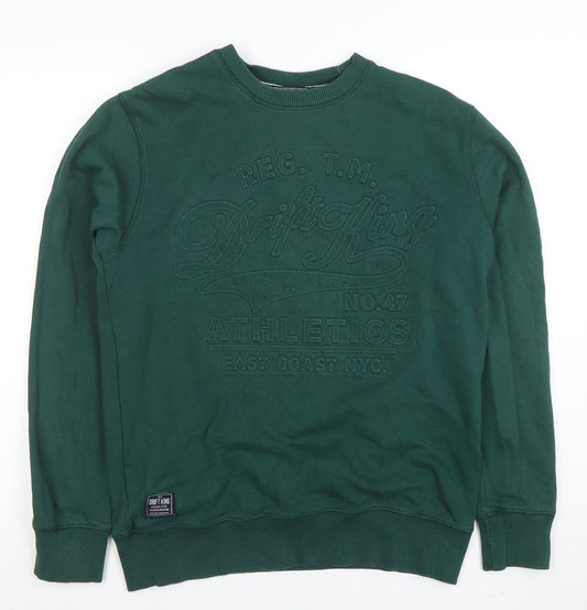 Mens UK Size M Drift King Green Pullover Sweatshirt
