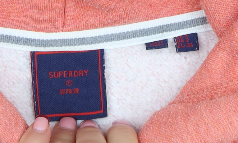 Womens UK Size 6 Superdry Pink Full Zip Hoodie