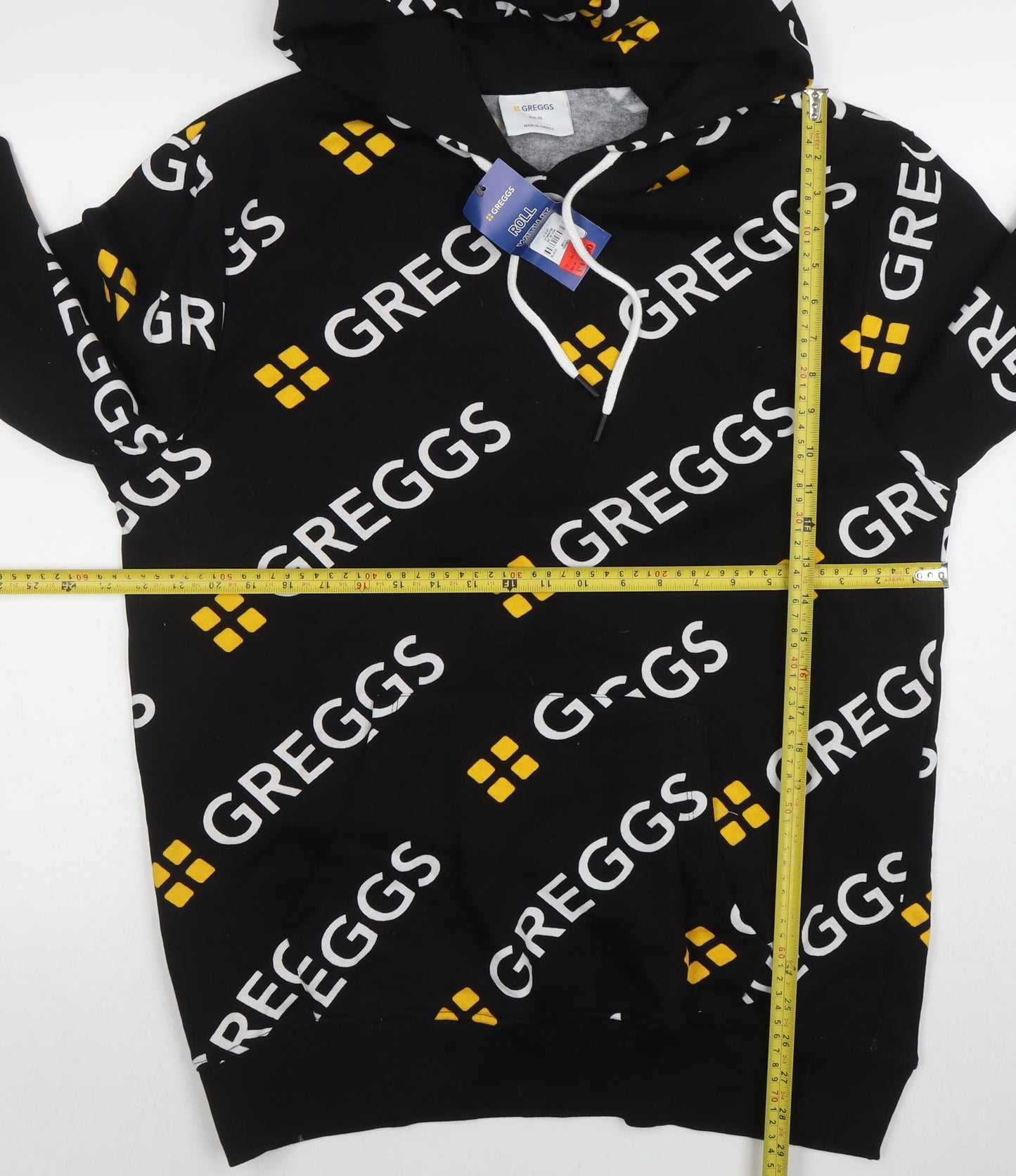 Greggs Mens Black XL Pullover Hoodie Funny Graphic Print All Seasons