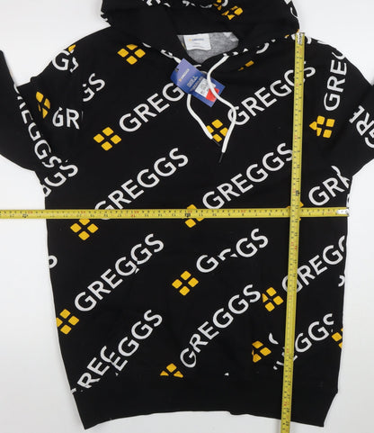 Greggs Mens Black XL Pullover Hoodie Funny Graphic Print All Seasons